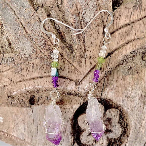 Amethyst Crystal & Bead Earrings - Picture 14 of 16